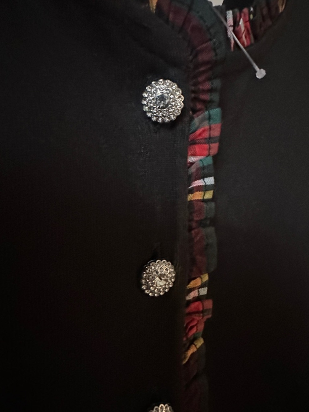 J. Crew NWT‎ Black Long-Sleeve tartan and jewels Henley women’s medium - Picture 8 of 12
